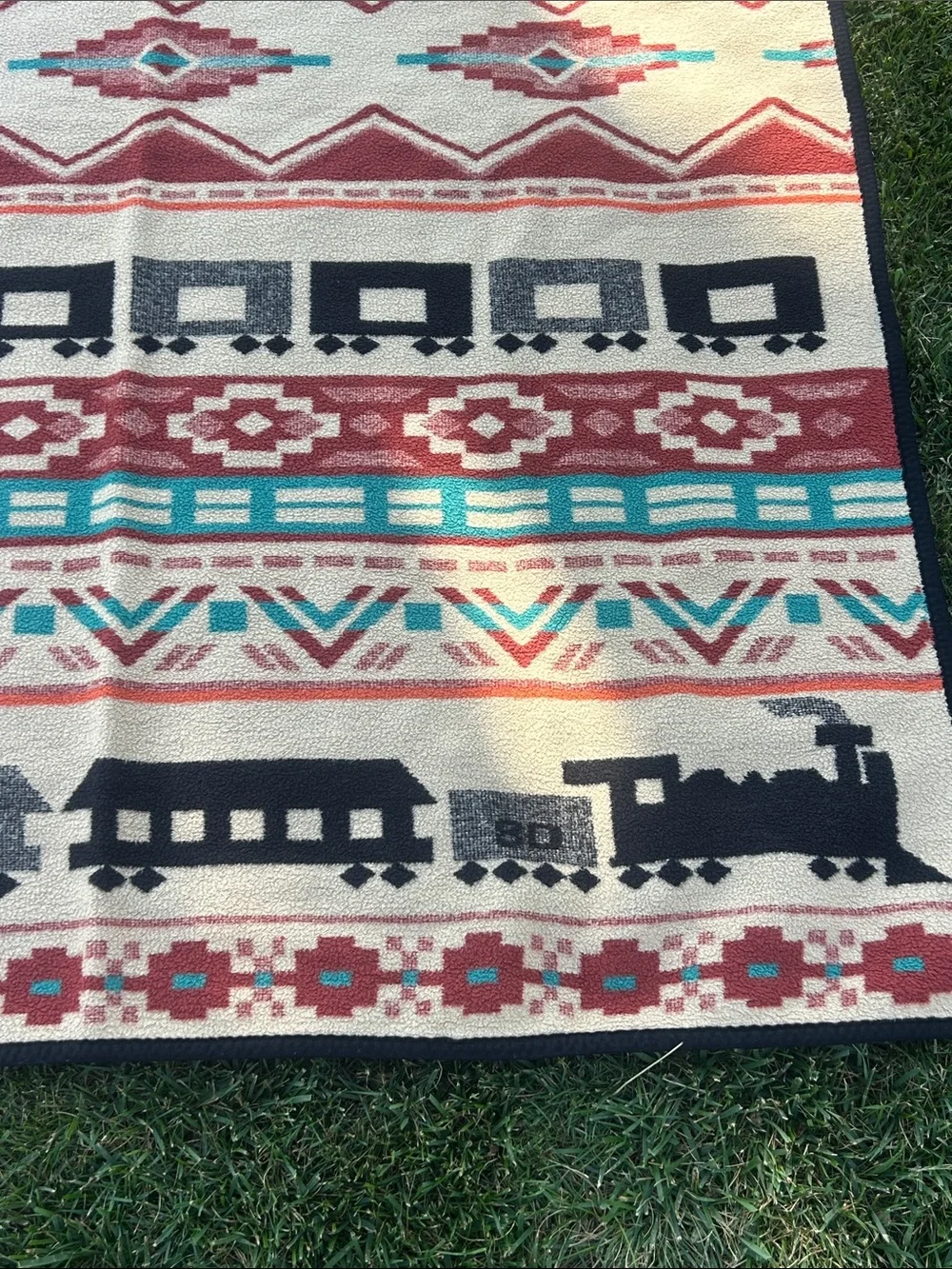 San Marcos SOFT Throw Blanket Aztec TRAINS Western